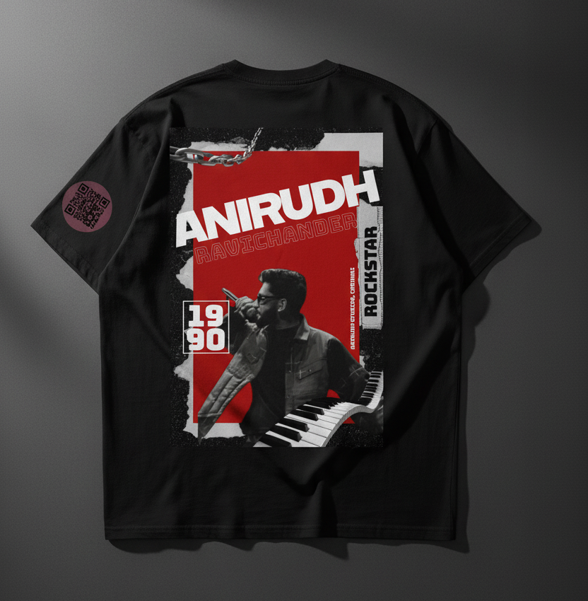 LyriX × Anirudh -- Powerhouse  (Unisex Black Tee)